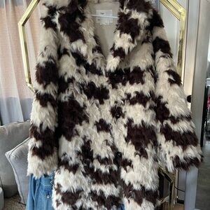 Anthropologie sold out NWT cow print faux fur coat!